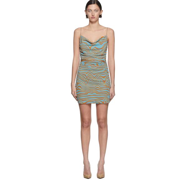 MAISIE WILEN Ssense Exclusive Orange And Blue Mesh Slip Dress Womens Small - Picture 1 of 16